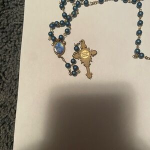 Three vintage rosaries …Fatima, Jesus and Sacred Heart included.